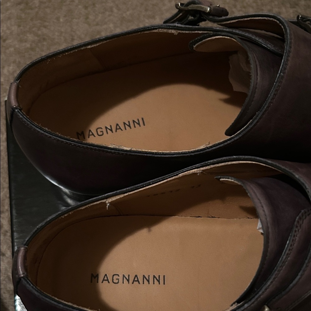 Magnanni Men's Double Monk Strap Oxfords - Dark Brown - Picture 4 of 7